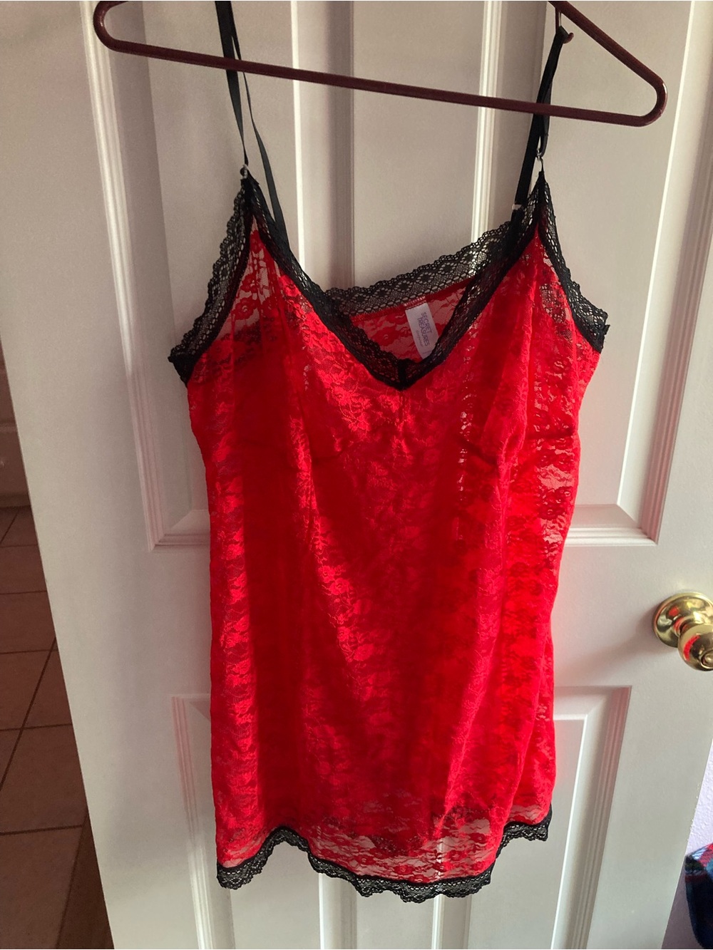 Secret Treasures Red Lace Chemise with Black Trim